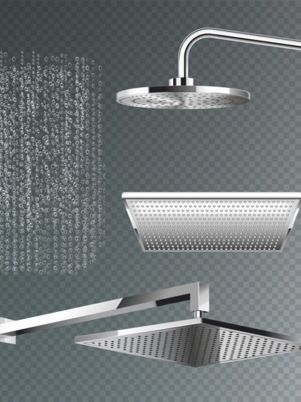 Shower Head Realistic Transparent Set