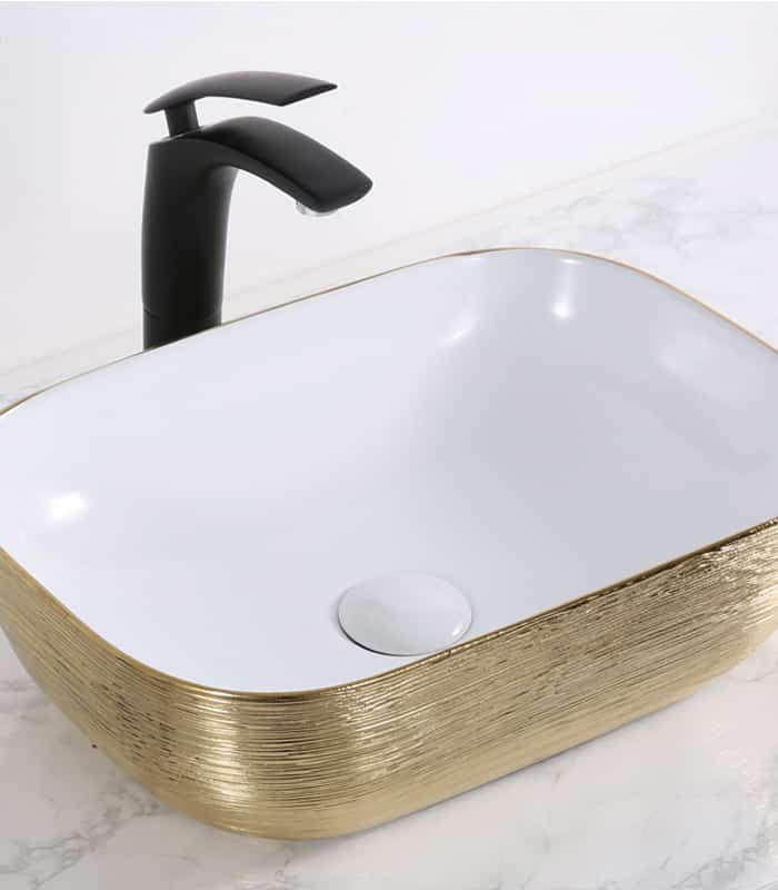 White & gold luxury wash basin in mumbai
